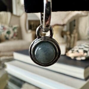 Israel Silver With Blue Labradorite Stone Earring Charms (Hoops Not Included)